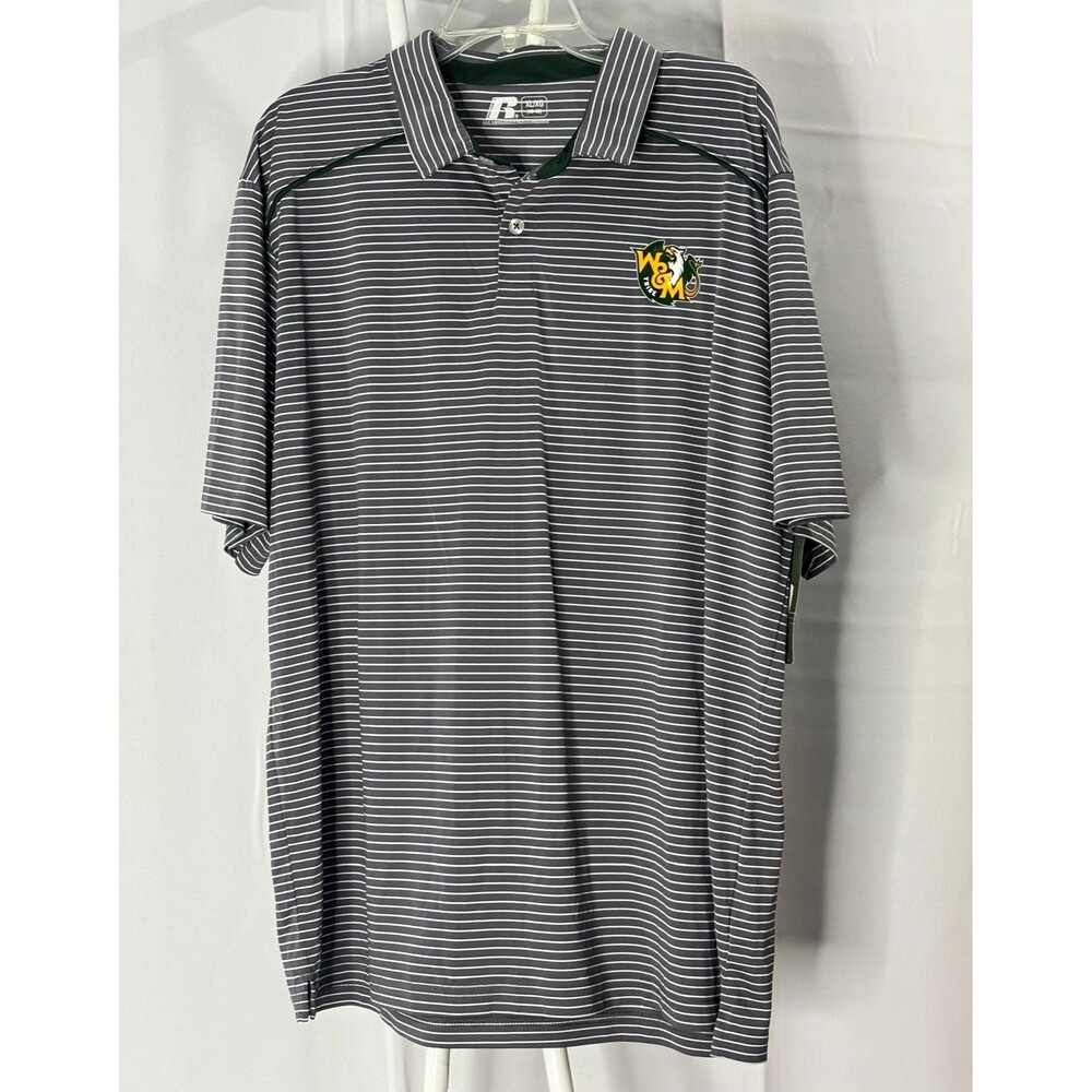 Russell William & Mary W&M Men’s Polo Shirt XL Gray Striped College Golf